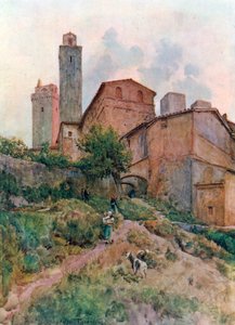 Via Capassi, San Gimignano (farge litho)