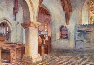 Wessex: Kirken i Bere Regis (fargelitografi) av Walter Frederick Roofe Tyndale