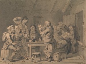 Humoristisk familiescene av Walter Geikie