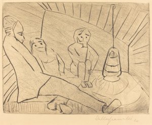 Tre personer i et Atelier av Walter Gramatte