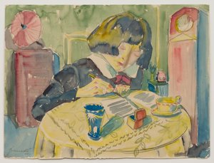 Frau beim Schreiben (Sonia Gramatté) av Walter Gramatte