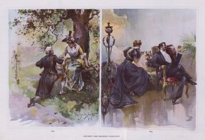 Gammel og moderne høflighet (farge litho) av Walter Granville Smith