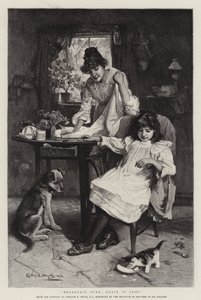 Breakfast Over, Grace is Said (gravering) av Walter Granville Smith