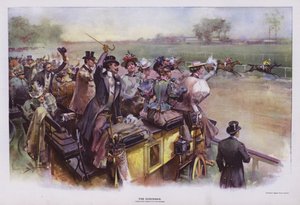 The Suburban: scene ved løpene (farge litho)