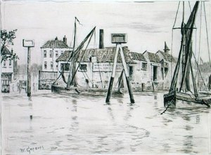 Chelsea Dock (blekk på papir) av Walter Greaves