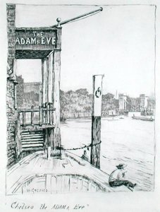 Chelsea, Adam og Eva (blekk på papir) av Walter Greaves