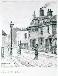 Church Street, Chelsea (blekk på papir) av Walter Greaves