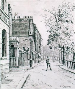 Eight Bells and Cheyne Walk, Chelsea (blekk på papir) av Walter Greaves
