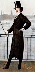 James Abbott McNeill Whistler på enkens tur i huset hans i Lindsey Row, Chelsea, 1871 av Walter Greaves