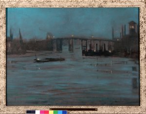 Nocturne, Battersea Old Bridge, London (olje på lerret) av Walter Greaves