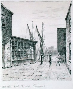 Worlds End Passage, Chelsea (blekk på papir) av Walter Greaves