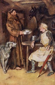 Illustrasjon for Ivanhoe av Sir Walter Scott (farge litho)