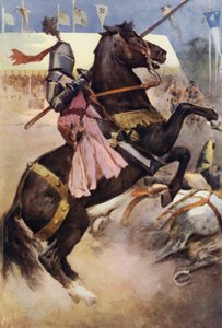 Illustrasjon for Ivanhoe av Sir Walter Scott (farge litho)