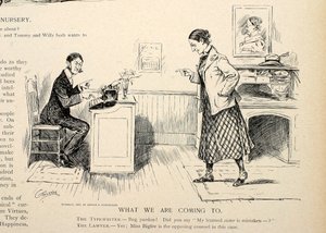 Hva vi kommer til, fra Puck, 27. april 1898 av Walter H., Gallaway