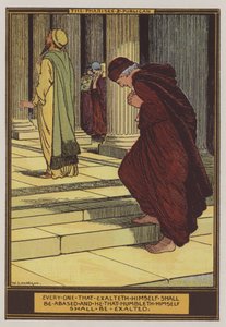 Fariseeren og tolleren (farge litho) av Walter Jenks Morgan