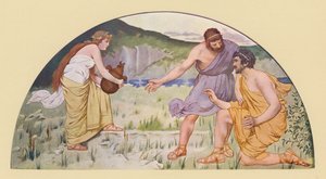 Prometheus advarer Epimetheus mot Pandora (farge litho)