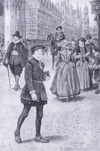 Herrick tar en tur nedover Cheapside, illustrasjon fra My Magazine av Walter Paget