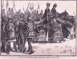 Intervju mellom Becket og kong Henry AD 1169 av Walter Paget