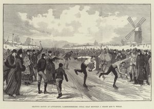 Skøytekamp på Littleport, Cambridgeshire, finaleheat mellom J Smart og T Wells av Walter Paget