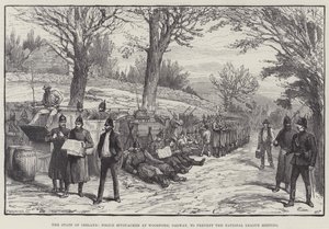 Staten i Irland bivuakkerte politiet i Woodford, Galway, for å forhindre National League Meeting av Walter Paget