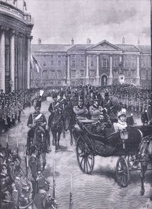 Besøket av hertugen og hertuginnen av York til Dublin, illustrasjon fra Cassells History of England, 1900-tallet av Walter Paget