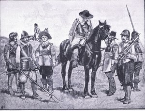 Types of Cromwellian Soldiery, illustrasjon fra The History of the British People utgitt av Waverley, ca. 1940 (litho) av Walter Paget