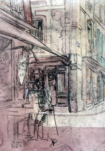 A Shop in Dieppe, ca. 1907 (blekk, farget pastell og akvarell på papir) av Walter Richard Sickert
