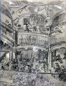 La Gaite Montparnasse, ca. 1907 (kritt på papir) av Walter Richard Sickert