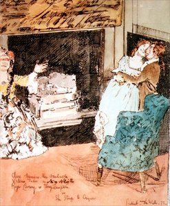 Scene fra "She Stoops to Conquer" av Oliver Goldsmith av Walter Richard Sickert