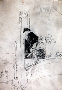 The Gallery of the Old Bedford, ca. 1895-1900 (penn og blekk på papir) av Walter Richard Sickert