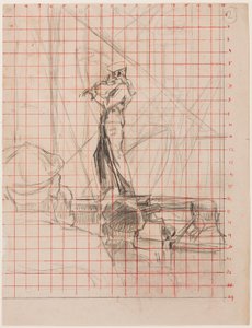 Fiolinisten, 192223 (blyant på papir firkantet for overføring med rødt blekk) av Walter Richard Sickert