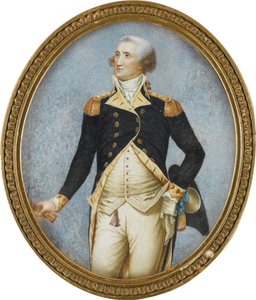Portrett av George Washington (1732-1799), av Robertson, Walter (1750-1801). Akvarell, Gouache på horn av Walter Robertson