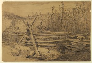 Gårdsscene av Walter Shirlaw