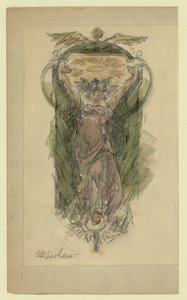 Studietegning for veggmaleri av kvinne, nr. 1 av Walter Shirlaw