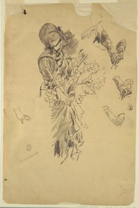 Studie av figur for "In the Mountains" av Walter Shirlaw
