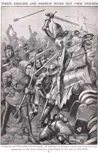 Da franskmennene og engelskmennene kjempet ved Agincourt, illustrasjon 