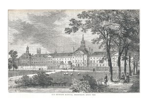 Gamle Betlem sykehus. Moorfields rundt 1750, 1878