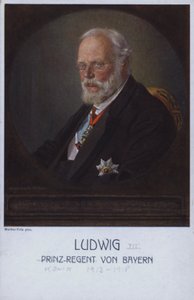 Ludwig III, siste konge av Bayern, da Prince Regent (farge litho) av Walther Firle