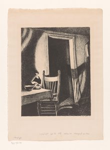 Interiør ved lampelys av Wanda Gág (signed by artist)