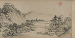 Bo i Fuchun-fjellene etter Huang Gongwang, Qing-dynastiet, 1672 (blekk og farge på papir)