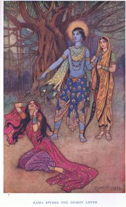 Rama forakter demonelskeren (farge litho) av Warwick Goble