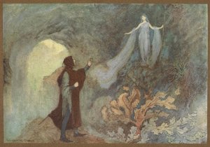 Feen som dukker opp for prinsen i grotten, fra Cenerentola.