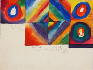 Fargestudier med informasjon om maleteknikken, 1913. av Wassily Kandinsky