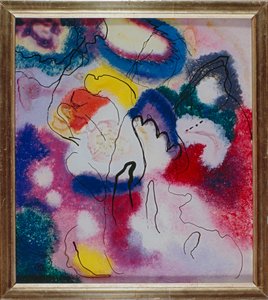 Glassbilde med rød flekk av Wassily Kandinsky