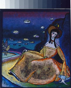 ""The Lady in Her Golden Dress"" Maleri av Vassily Kandinsky (eller Wassily Kandinski eller Kandinskij av Wassily Kandinsky
