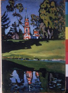 ""Den røde kirke"" Maleri av Vassily Kandinsky (eller Wassily Kandinski eller Kandinskij av Wassily Kandinsky