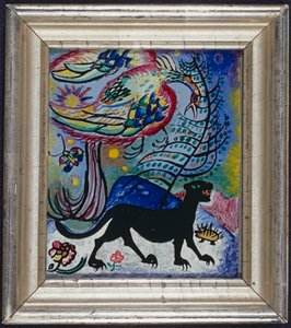 Fantasy fugl og svart panter av Wassily Kandinsky