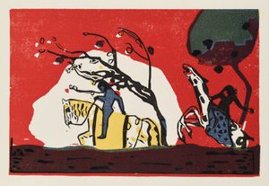 Zwei Reiter vor Rot av Wassily Kandinsky