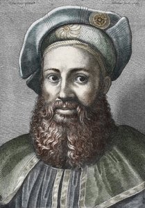 Portrett av Pietro Aretino (1492-1556) (Aretin), italiensk poet (Portrett av den italienske poeten Pietro Aretino) Gravering Privat samling