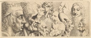 En rekke hoder, 1625-77. av Wenceslaus Hollar